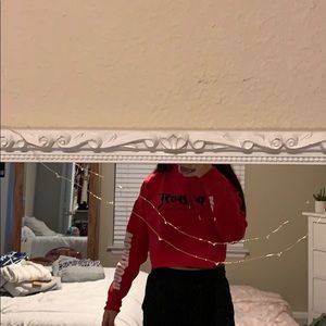 red cropped jb sweater